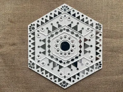Detail of sparkling shisha mirror work from Kutch Gujarat